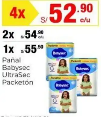 Metro Pañal Babysec UltraSec Packetón oferta