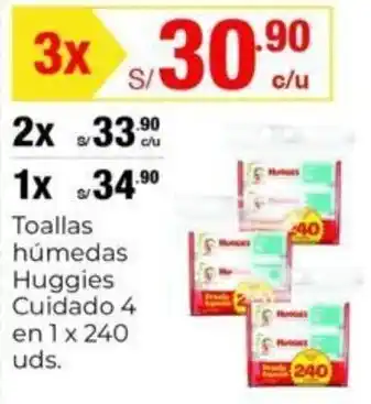 Metro Toallas húmedas Huggies Cuidado 4 en 1x 240 uds. oferta