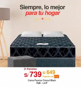 Metro Cama Paraíso Cónsul Black 2 pl. + puff oferta