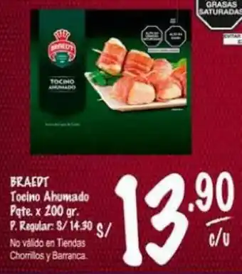 MaxiAhorro BRAEDT Tocino Ahumado Pqte. x 200 gr. oferta