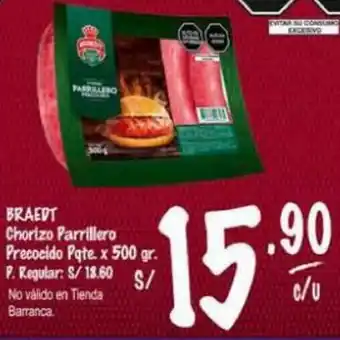 MaxiAhorro BRAEDT Chorizo Parrillero Precocido Pqte. x 500 gr. oferta
