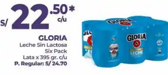 MaxiAhorro GLORIA Leche Sin Lactosa Six Pack Lata x 395 gr. oferta
