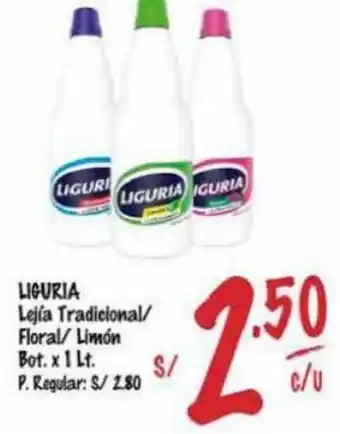 MaxiAhorro LIGURIA Lejía Tradicional/ Floral/Limón Bot. x 1 Lt. oferta