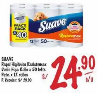 MaxiAhorro Papel Higiénico Resistemax Doble Hoja Rollo x 50 Mts. Pate. x 12 rollos oferta