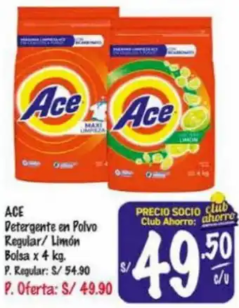 MaxiAhorro ACE Detergente en Polvo Regular/ Limón Bolsa x 4 kg. oferta