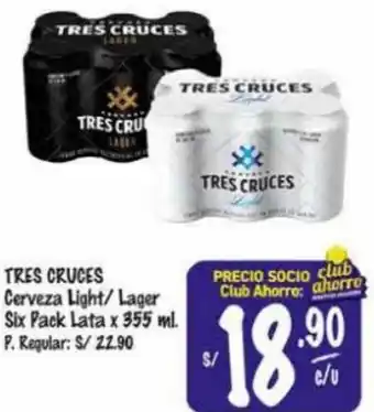 MaxiAhorro TRES CRUCES Cerveza Light/Lager Six Pack Lata x 355 ml. oferta
