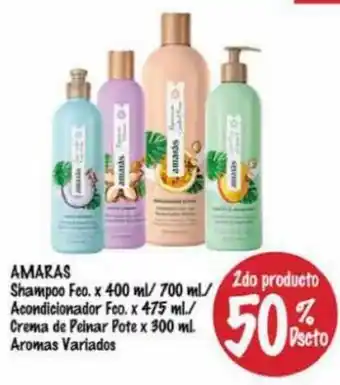 MaxiAhorro AMARAS Shampoo Fco. x 400 ml/ 700 ml/ Acondicionador Fco. x 475 ml./ Crema de Peinar Pote x 300 ml. oferta