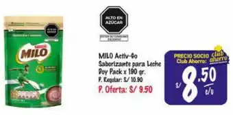 MaxiAhorro MILO Activ-Go Saborizante para Leche Doy Pack x 190 gr. oferta