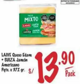 MaxiAhorro LAIVE Queso Edam + SUIZA Jamón Americano Pqte. x 372 gr. oferta