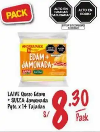 MaxiAhorro LAIVE Queso Edam + SUIZA Jamonada Pqte. x 14 Tajadas oferta