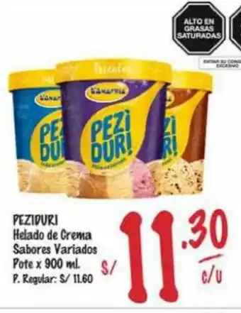 MaxiAhorro PEZIDURI Helado de Crema Sabores Variados Pote x 900 ml. oferta