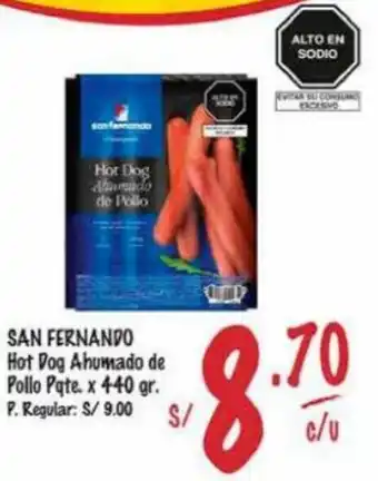 MaxiAhorro SAN FERNANDO Hot Dog Ahumado de Pollo Pate. x 440 gr. oferta