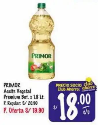 MaxiAhorro PRIMOR Aceite Vegetal Premium Bot. x 1.8 Lt. oferta