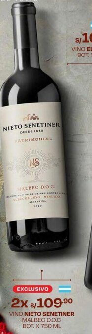 Wong VINO NIETO SENETINER MALBEC D.O.C. BOT. X 750 ML oferta