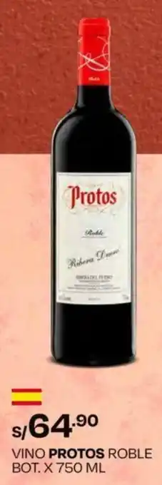 Wong VINO PROTOS ROBLE BOT. X 750 ML oferta