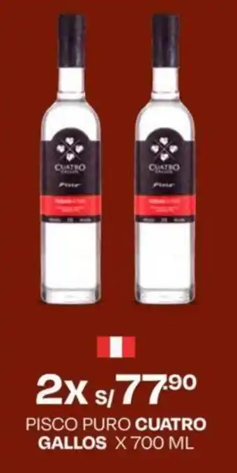 Wong PISCO PURO CUATRO GALLOS X 700 ML oferta
