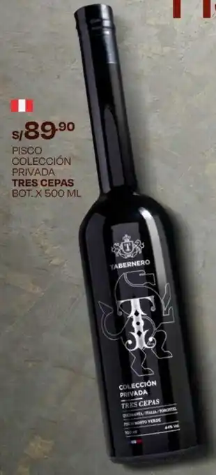 Wong PISCO COLECCIÓN PRIVADA TRES CEPAS BOT. X 500 ML oferta