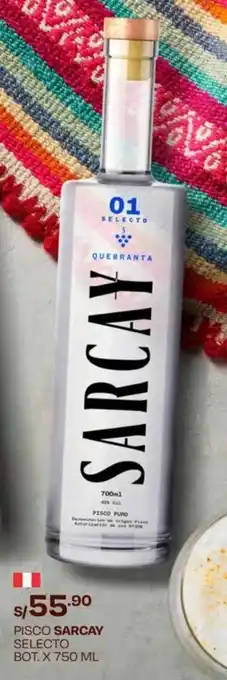 Wong PISCO SARCAY BOT. X 750 ML oferta