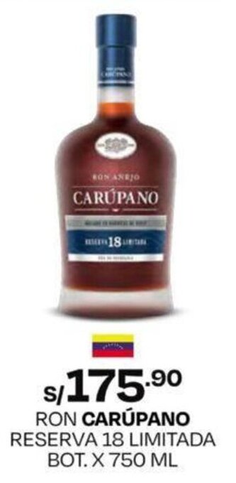 Wong RON CARÚPANO RESERVA 18 LIMITADA BOT. X 750 ML oferta