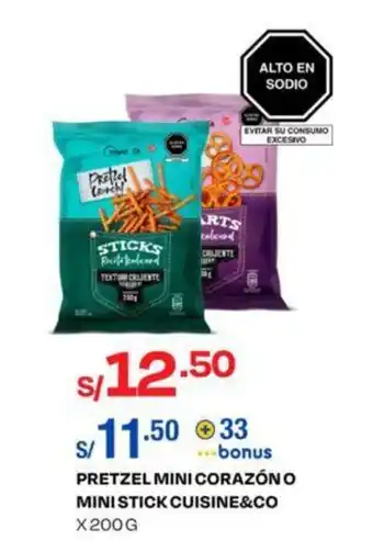 Wong PRETZEL MINI CORAZÓN O MINI STICK CUISINE&CO X 200 G oferta