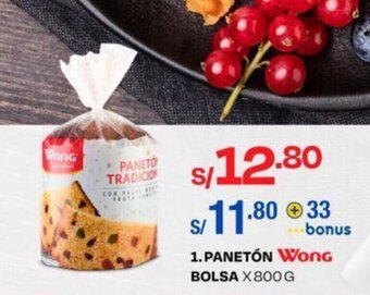 Wong PANETÓN Wong BOLSA X 800 G oferta