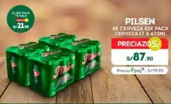 Tottus PILSEN 4X CERVEZA SIX PACK CERVEZA LT X 473ML oferta