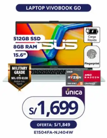 Tiendas EFE ASUS LAPTOP VIVOBOOK GO 512GB SSD 8GB RAM 15.6" oferta
