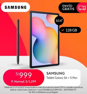 Falabella SAMSUNG Tablet Galaxy S6 + S Pen oferta