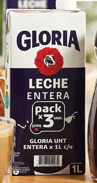 Vivanda Leche UHT GLORIA pk x 3 cjx 1 L oferta