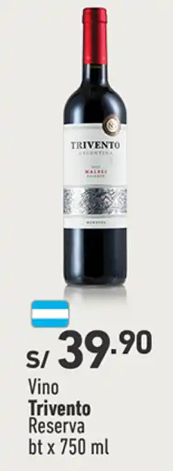 Vivanda Vino Trivento Reserva bt x 750 ml oferta