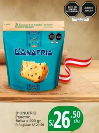 Mayorsa D'ONOFRIO Panetón Bolsa x 900 gr. oferta