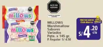 MILLOWS Marshmallow Sabores Variados Pqte. x 145 gr.