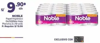 Mayorsa NOBLE Papel Higiénico Do13.50ble Hoja Plancha 2 x 10 und. oferta