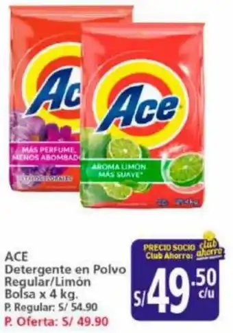 Mayorsa ACE Detergente en Polvo Regular/Limón Bolsa x 4 kg. oferta