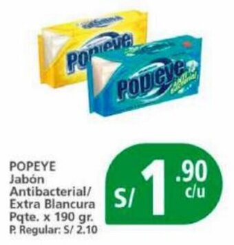 Mayorsa POPEYE Jabón Antibacterial/ Extra Blancura Pqte. x 190 gr. oferta