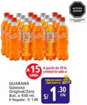 Mayorsa GUARANÁ Gaseosa Original/Zero Bot. x 450 ml. oferta