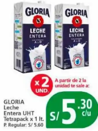 GLORIA Leche Entera UHT Tetrapack x 1lt