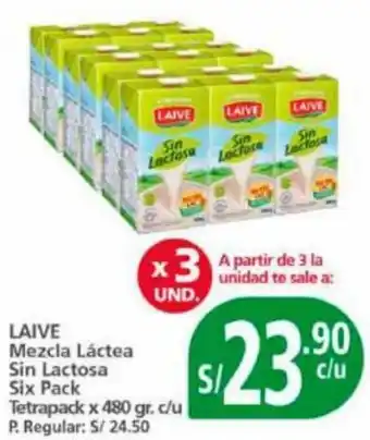 Mayorsa LAIVE Mezcla Láctea Sin Lactosa Six Pack Tetrapack x 480 gr. oferta
