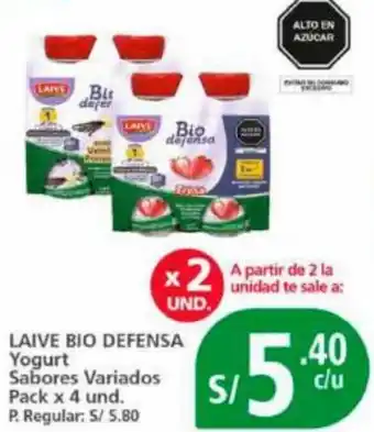 Mayorsa LAIVE BIO DEFENSA Yogurt Sabores Variados Pack x 4 und. oferta