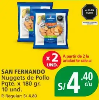 Mayorsa SAN FERNANDO Nuggets de Pollo Pqte x 180gr oferta