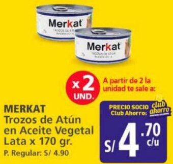 Mayorsa MERKAT Trozos de Atún en Aceite Vegetal Lata x 170 gr. oferta
