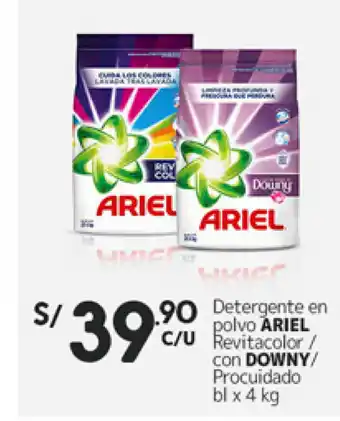 Plaza Vea Ariel Revitacolor / con Downy / Procuidado Detergente en Polvo 4kg oferta