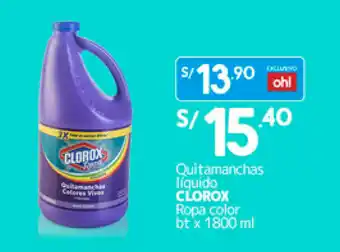 Plaza Vea Clorox Ropa Color Quitamanchas Liquido 1800ml oferta