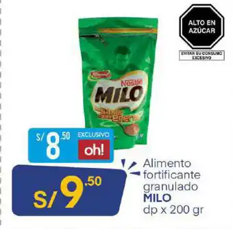 Plaza Vea Milo Alimento Fortificante Granulado 200gr oferta