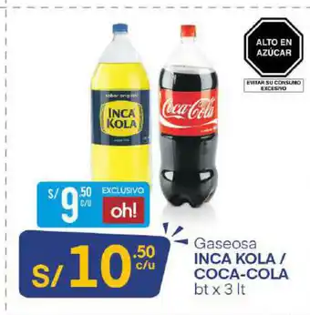 Plaza Vea Inca Kola / Coca-Cola Gaseosa 3lt oferta