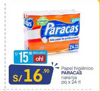 Plaza Vea Paracas naranja Papel Higienico x24rl oferta
