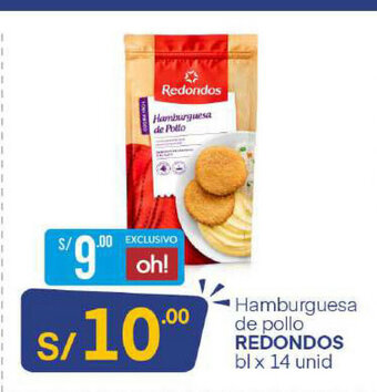Plaza Vea Redondos Hamburguesa de Pollo 14 unid oferta