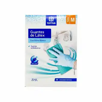 Tottus Guantes de latex con polvo blanco talla m oferta