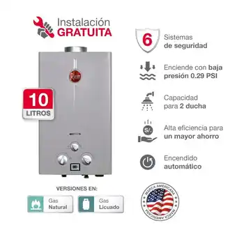 Tottus Terma a gas 10 l rheem gn oferta