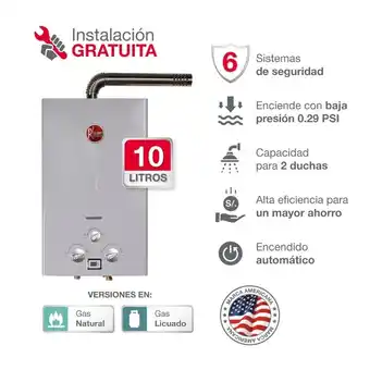 Tottus Terma a gas 10 l rheem gn tf oferta